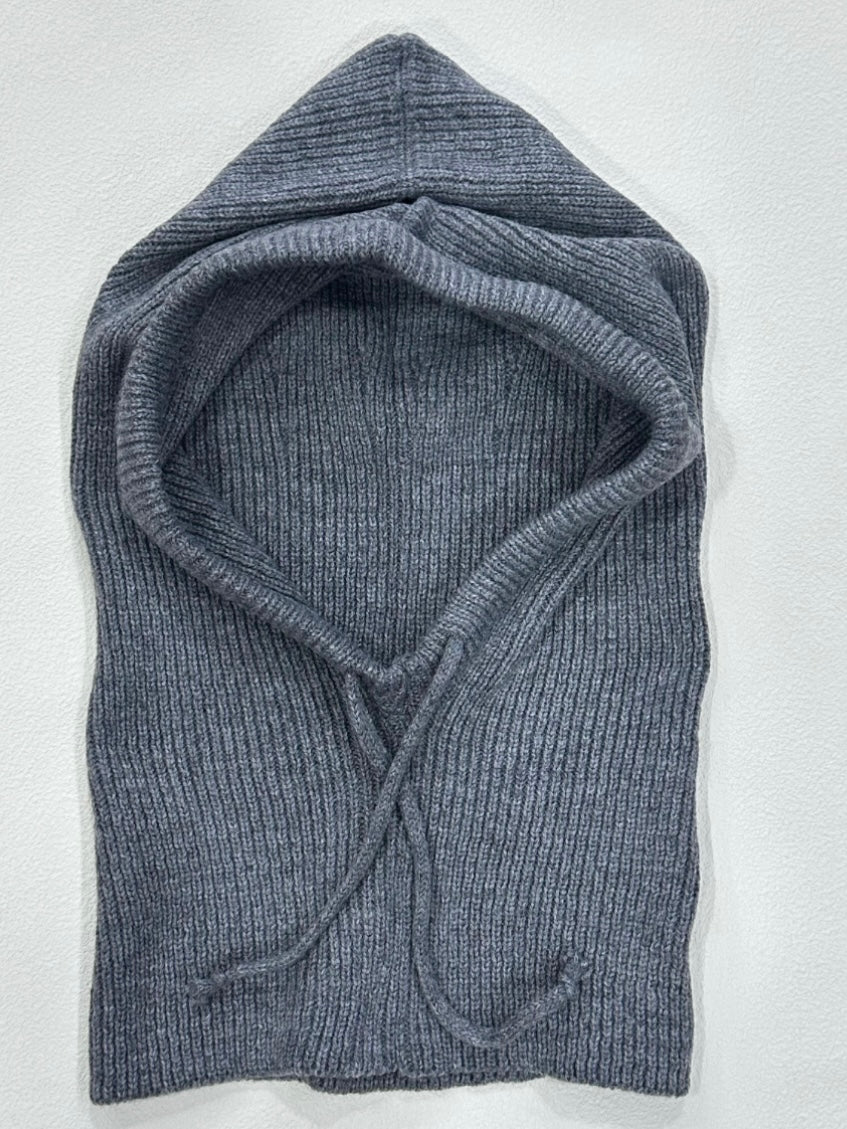 Grey Knitted Tie Detail Hood