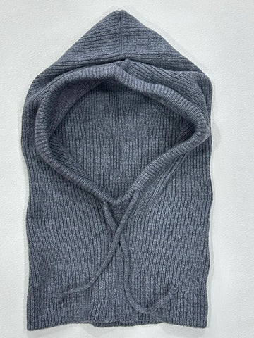 Grey Knitted Tie Detail Hood