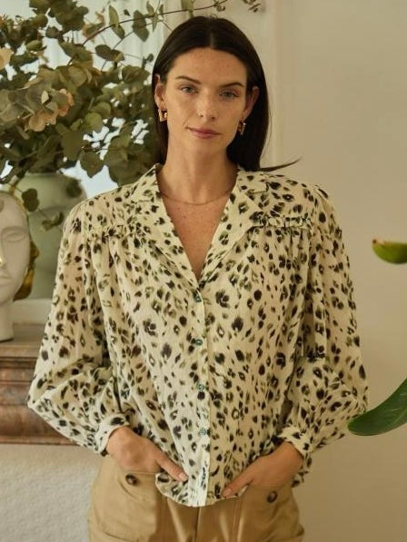 Khaki Print Blouse by Caile