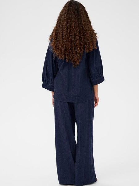 Dark Blue Denim Blouse By Soaked