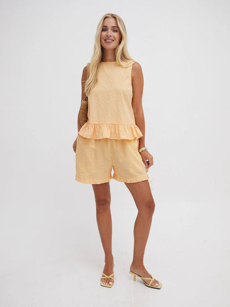 Yellow/Pink Stripe Laia Shorts By Fika