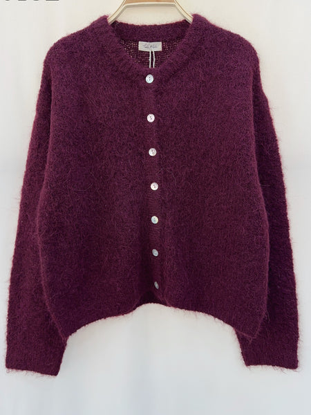 Burgundy Fluffy Cardigan by Lili and Lala