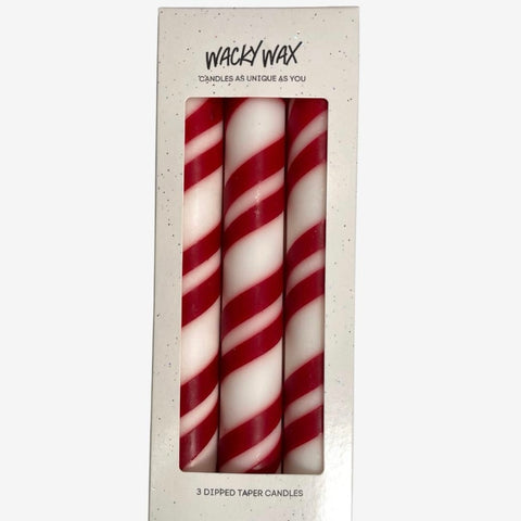 Red Humbug Stripe Candle Box of 3