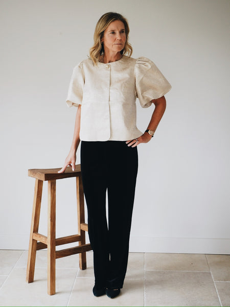 Gold Jaquard Puff Sleeve Jacket by B Young