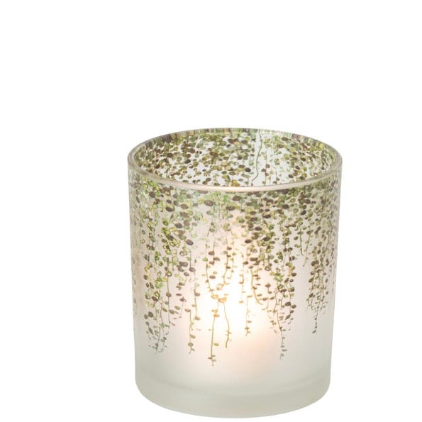 Green Ivy Mercury Glass Tea Light Holder