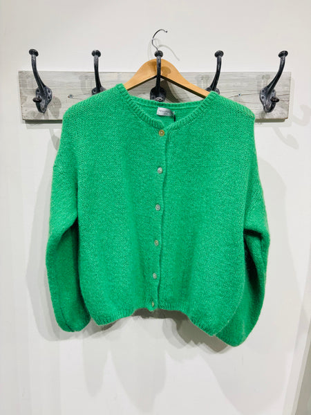 Bright Green Mohair Long Sleeve Cardigan