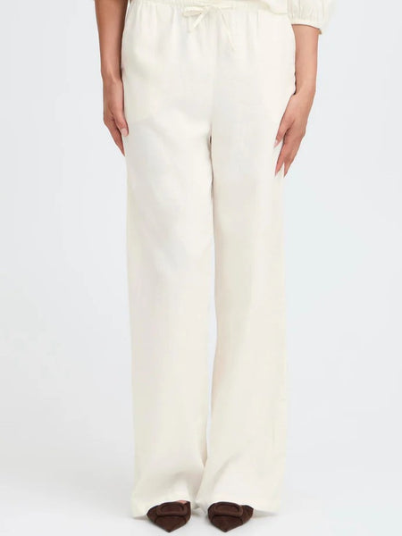 Off White Linen Mix Drawstring Trouser by B Young