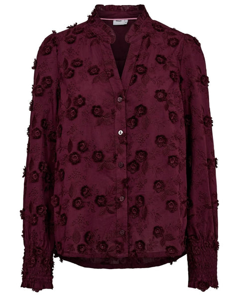 Burgundy Floral Appliqué  Blouse by Nümph