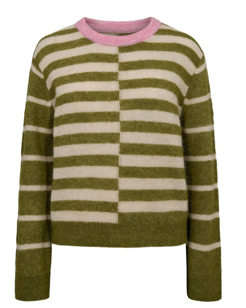 Olive Stripe Alpaca Jumper by Nümph