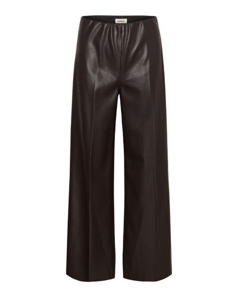 Chocolate Faux Wide Leg Trouser by Soaked