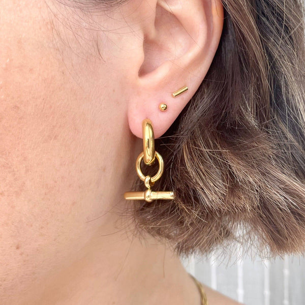 Gold Bar Hoop Earrings by Little Nell