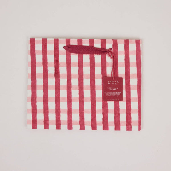 Medium- Red Block Print Paper Gift Bags