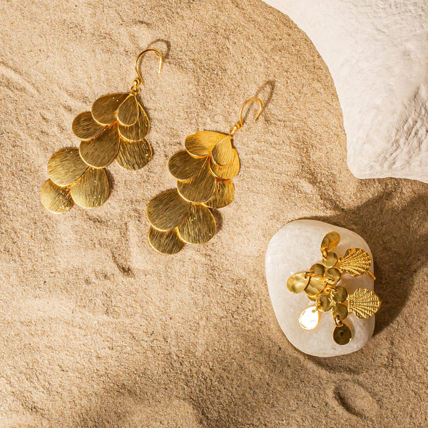 Gold Petite Mer Earrings by Ashiana