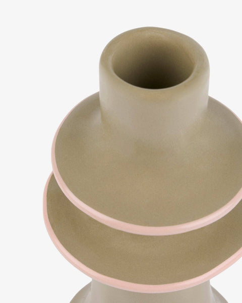 Sage Green Stoneware Candlestick Holder