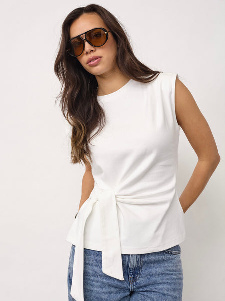 White Jersey Pleat Top  by Co’ Couture