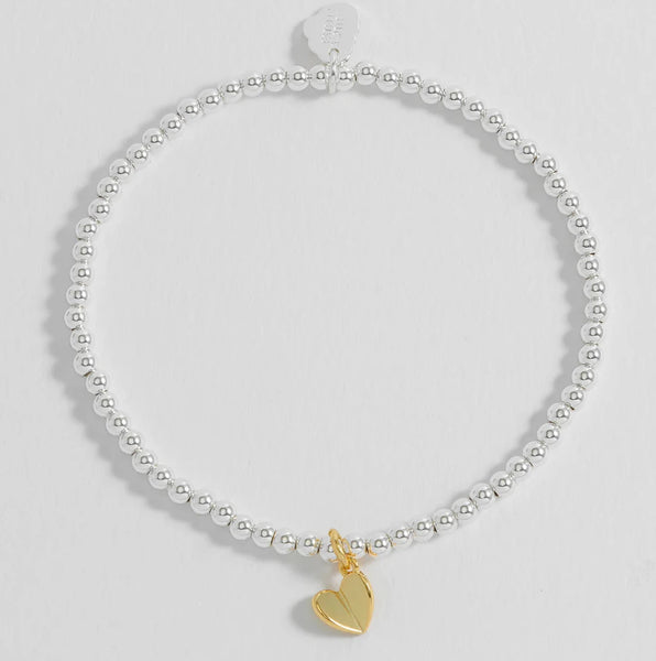 ‘Mum in a Million’ Beaded Folded Heart Charm Bracelet