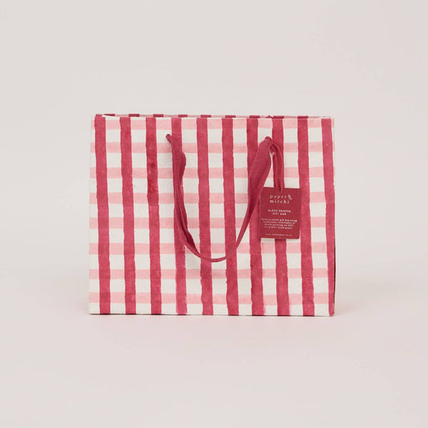 Medium- Red Block Print Paper Gift Bags