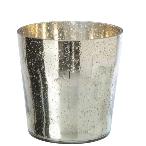 Silver & Gold Speckled Glass Hurricane Vase
