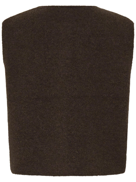 Chocolate Button Knit  Waistcoat by Ichi