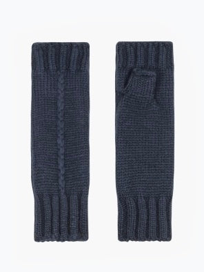 Navy Frosty Fingerless Gloves by Ange