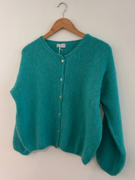 Teal Mohair Long sleeve Cardigan