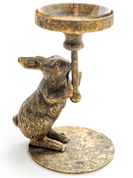 Antique Gold Rabbit Candle Holder