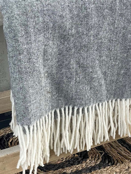 Soft Grey Pure Wool Throw