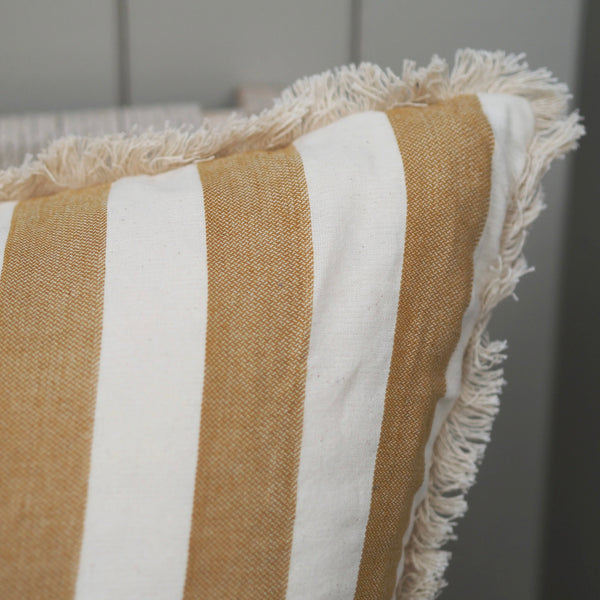 Ochre Bold Stripe Cushion 60x60cm