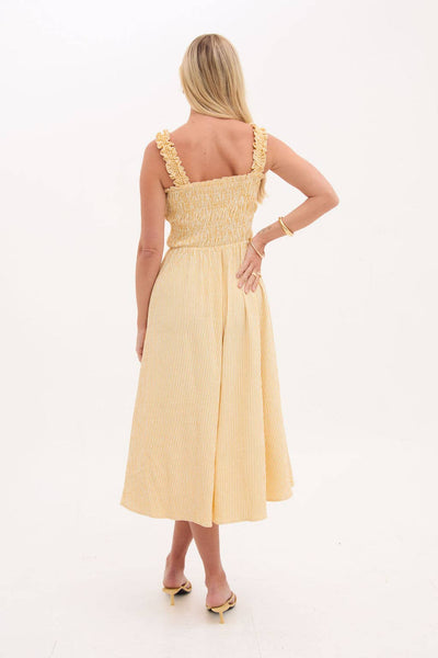 Yellow Stripe Smock Dress by Fika