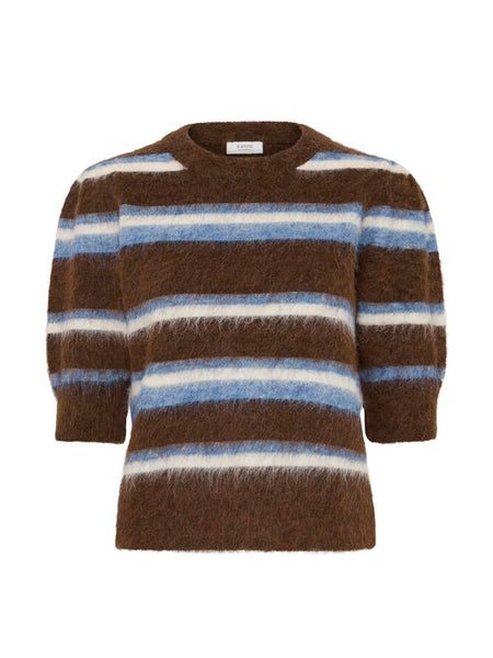 Brown Striped Short Sleeve Jumper by B.Young