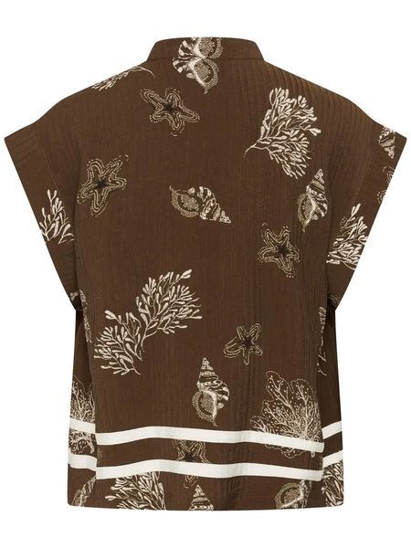 Chocolate Shell Print Blouse By Saint Tropez