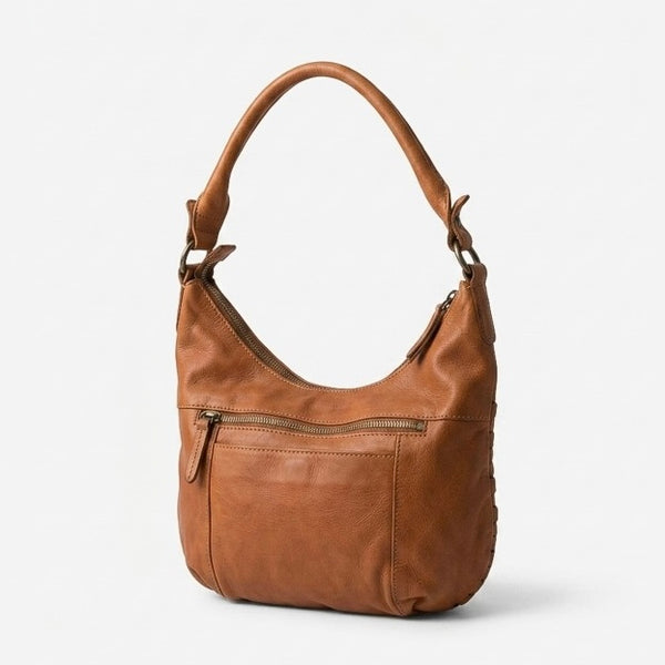 Tan Kansas Half Moon Woven Bag by Biba
