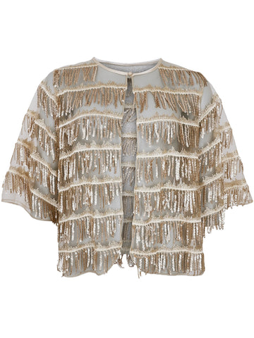 Gold Sequin Frill Jacket by Black Colour