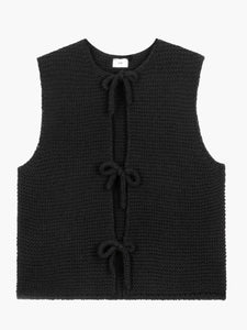 Black Tie Knitted Gilet by An’ge