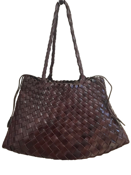 Chocolate Woven Leather Shoulder Bag