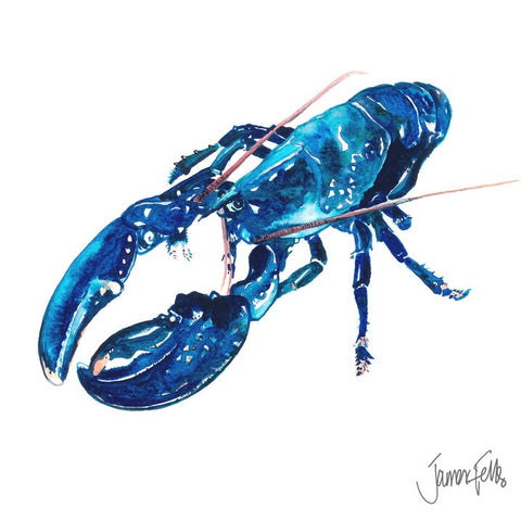 Blue Lobster Card By James Fells Art.