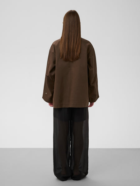 Chocolate Funnel Collar Barn Jacket by Soaked