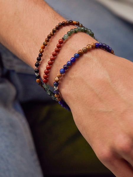 Green Moss and Red Jasper Gemstone Beaded Bracelet by Estella Bartlett