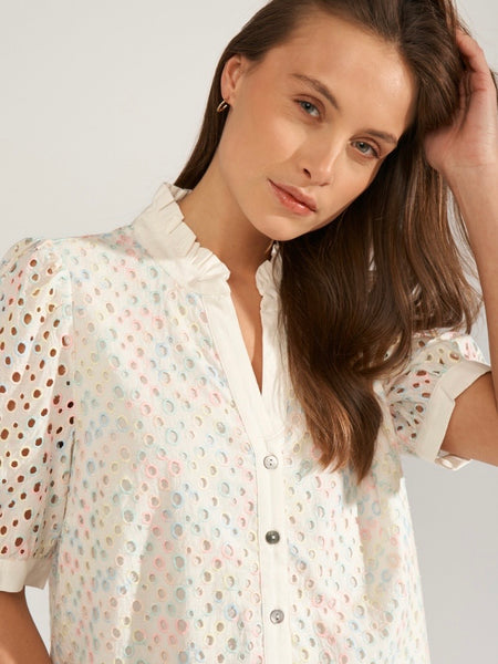 Rainbow Embroidery Anglaise Blouse by Numph