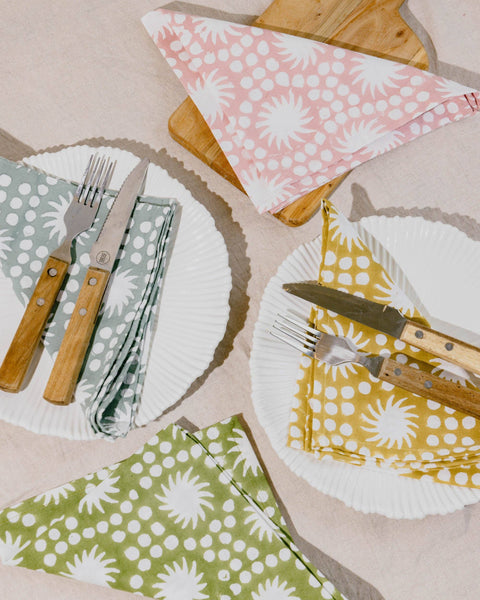 Yellow Sunburst Block Print Napkin