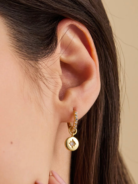 North Star Coin Hoop Earrings by Estella Bartlett