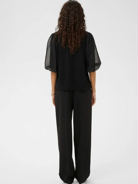 Black Georgette Sleeve Top By Soaked