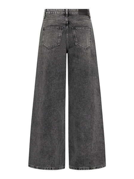 Charcoal Stud Embellishment Wide Leg Jeans