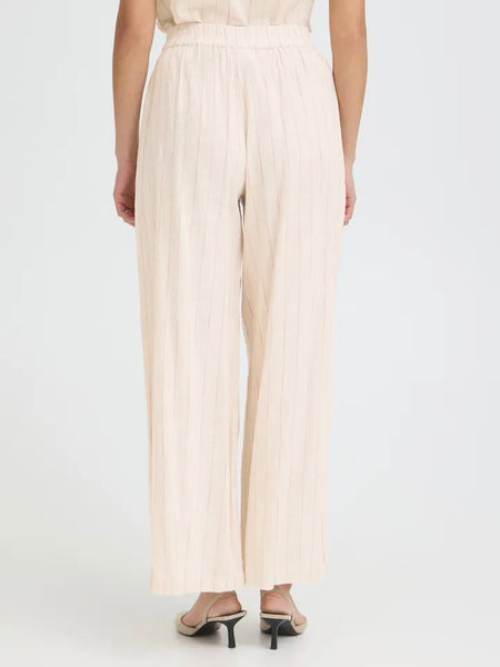 Pink Stripe Soft Wide Leg Trousers by Ichi