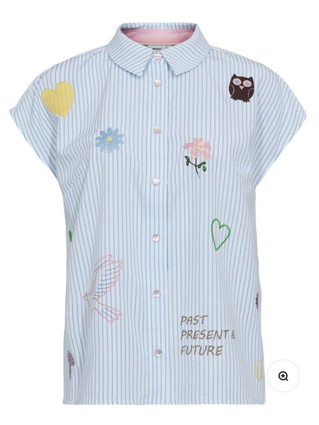 Airy Blue Embroidered Shirt by Numph