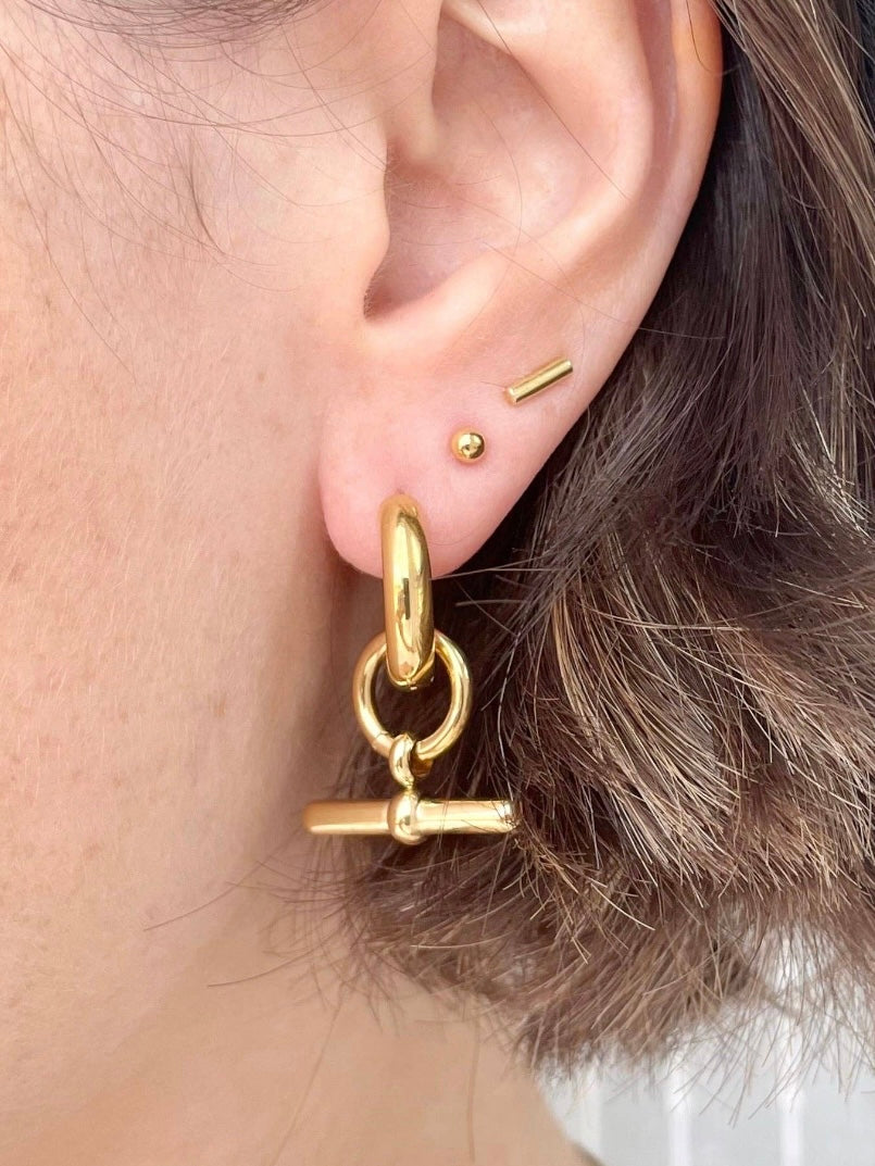 Gold Bar Hoop Earrings by Little Nell