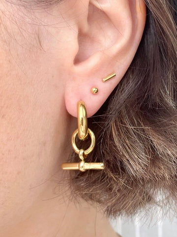 Gold Bar Hoop Earrings by Little Nell