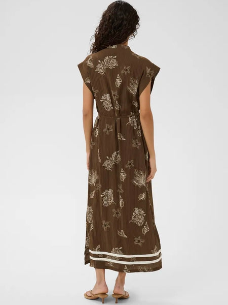Chocolate Shell Print Dress By Saint Tropez