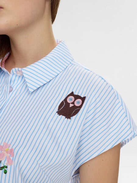 Airy Blue Embroidered Shirt by Numph