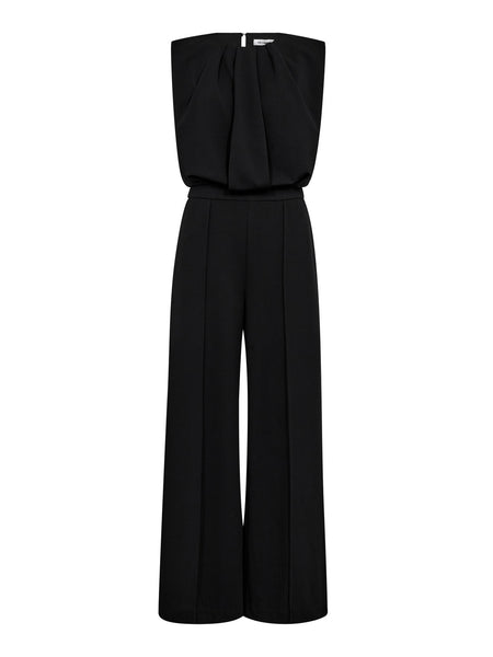Black Pleated Front Crepe Jumpsuit by Co'Couture